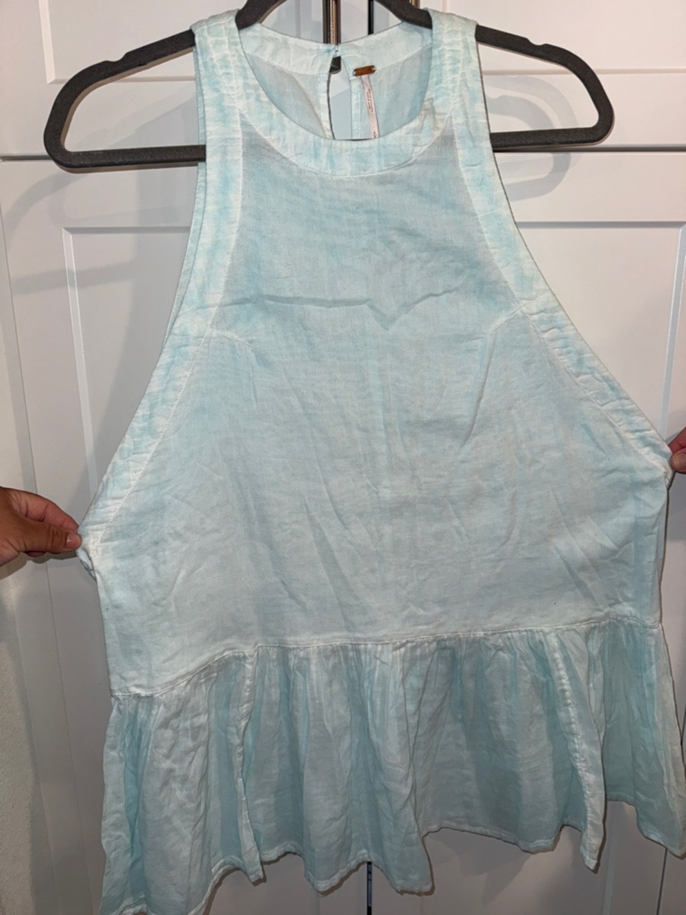 Free People Pale Blue Sleeveless Peplum Top